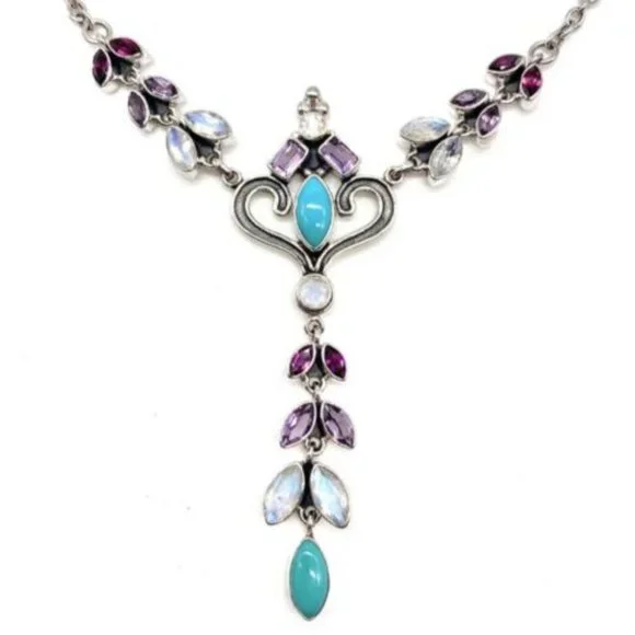 🌟NICKY BUTLER Turquoise Moonstone 8.4CT Sterling Silver Necklace Brand NEW - Picture 6 of 16